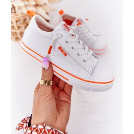 Zapatilla infantil de piel ecológica Big Star HH374036 Blanco-Naranja 2