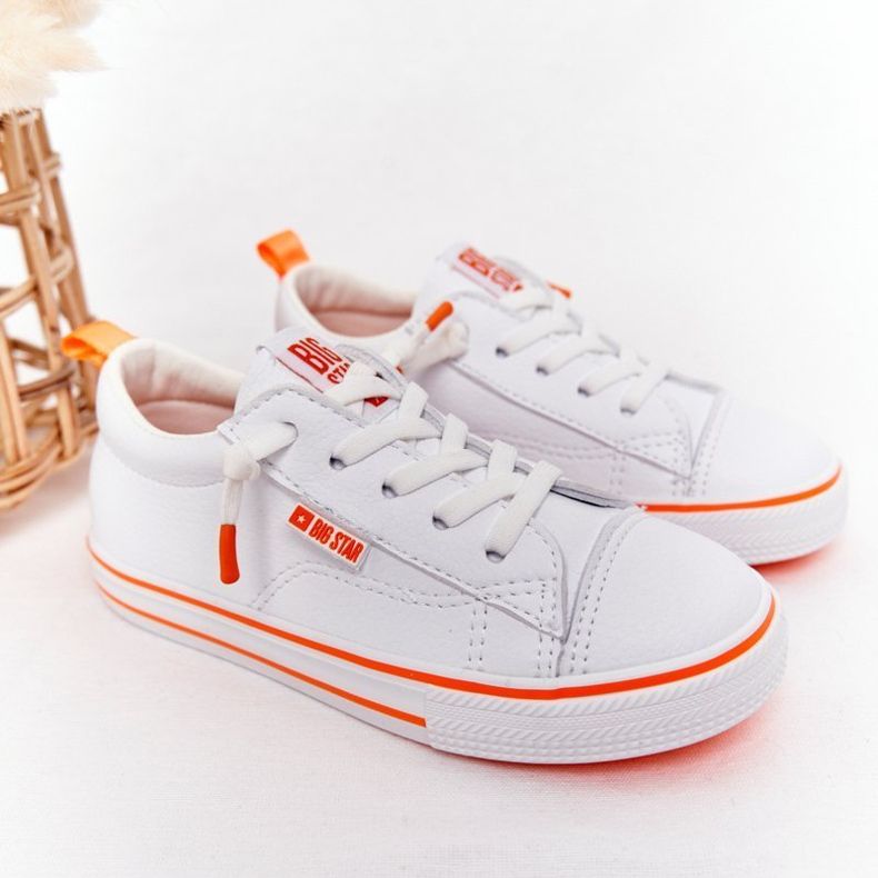 Zapatilla infantil de piel ecológica Big Star HH374036 Blanco-Naranja 1