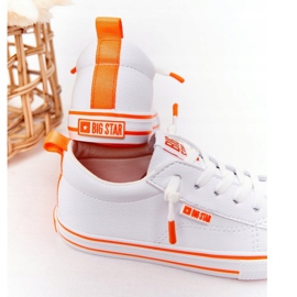 Zapatilla infantil de piel ecológica Big Star HH374036 Blanco-Naranja 4