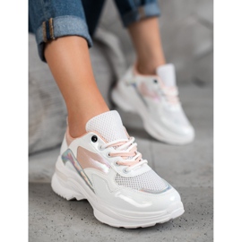 SHELOVET Zapatillas de deporte de cuero ecológico con estilo blanco multicolor 2 SHELOVET Zapatillas de deporte de cuero ecológico con estilo blanco multicolor 2