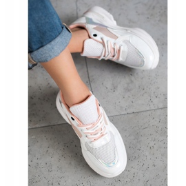 SHELOVET Zapatillas de deporte de cuero ecológico con estilo blanco multicolor 3