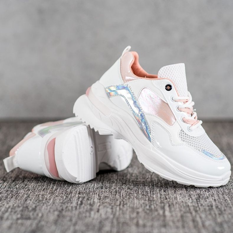 SHELOVET Zapatillas de deporte de cuero ecológico con estilo blanco multicolor 1 SHELOVET Zapatillas de deporte de cuero ecológico con estilo blanco multicolor 1