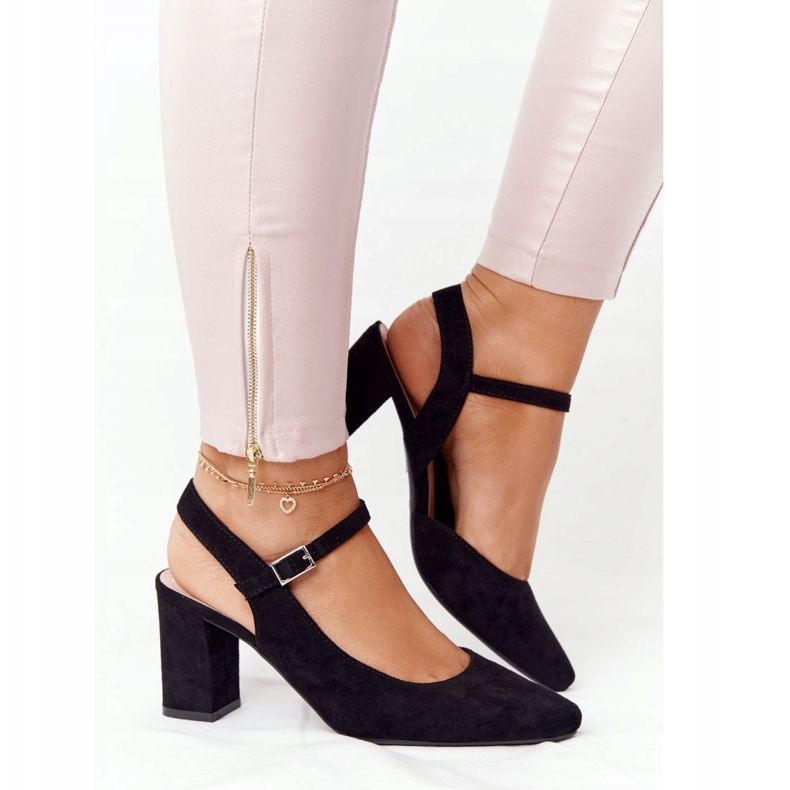 Zapatos De Salón De Ante En Una Barra Sergio Leone PB446 Negro 1