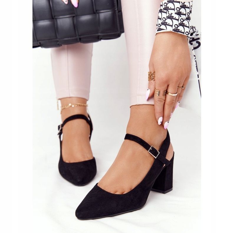 Zapatos De Salón De Ante En Una Barra Sergio Leone PB446 Negro 2