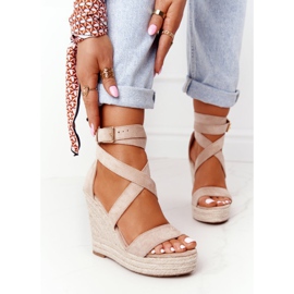 MSMG Sandalias de cuña con trenzas lanzarote beige 2