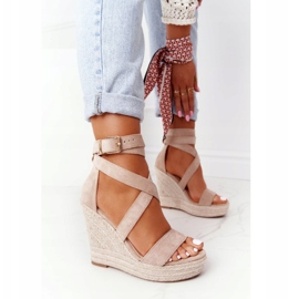MSMG Sandalias de cuña con trenzas lanzarote beige 3