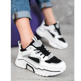 Weide Zapatillas de deporte de moda con malla blanco negro 4