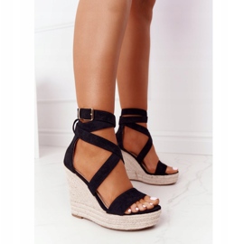 MSMG Sandalias Lanzarote Cuña Trenzas Negras beige negro 4