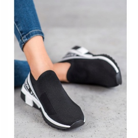 SHELOVET Moda Slipony a cielo abierto blanco negro 3