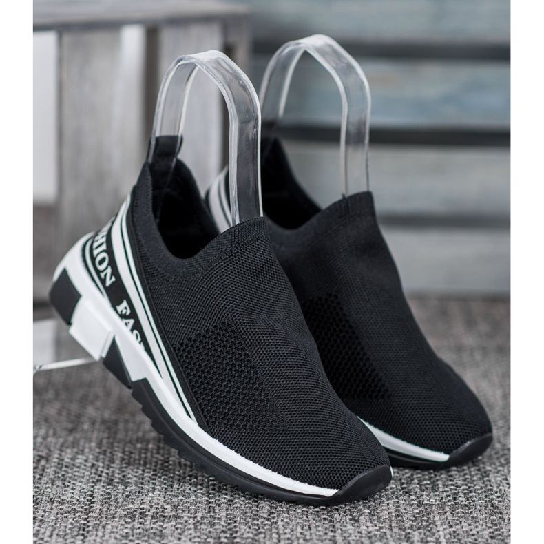 SHELOVET Moda Slipony a cielo abierto blanco negro 1