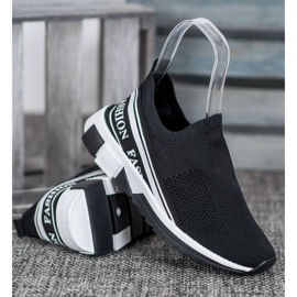 SHELOVET Moda Slipony a cielo abierto blanco negro 4