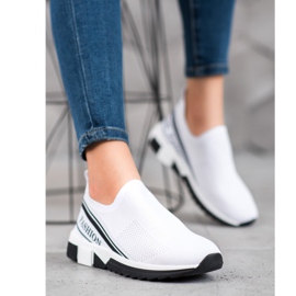 SHELOVET Moda Slipony a cielo abierto blanco 3