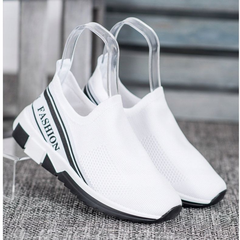 SHELOVET Moda Slipony a cielo abierto blanco 1