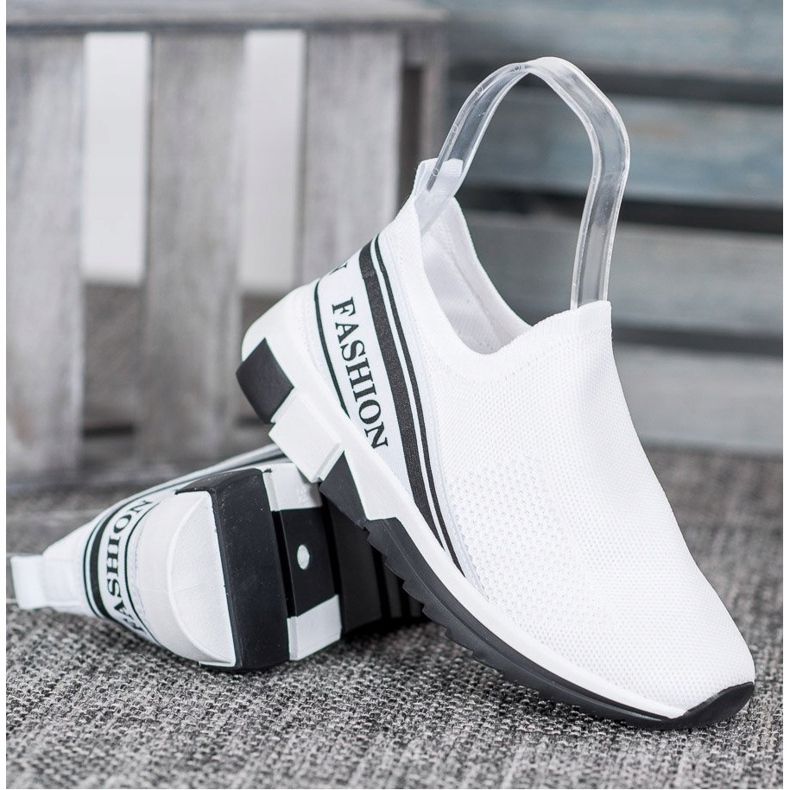 SHELOVET Moda Slipony a cielo abierto blanco 2