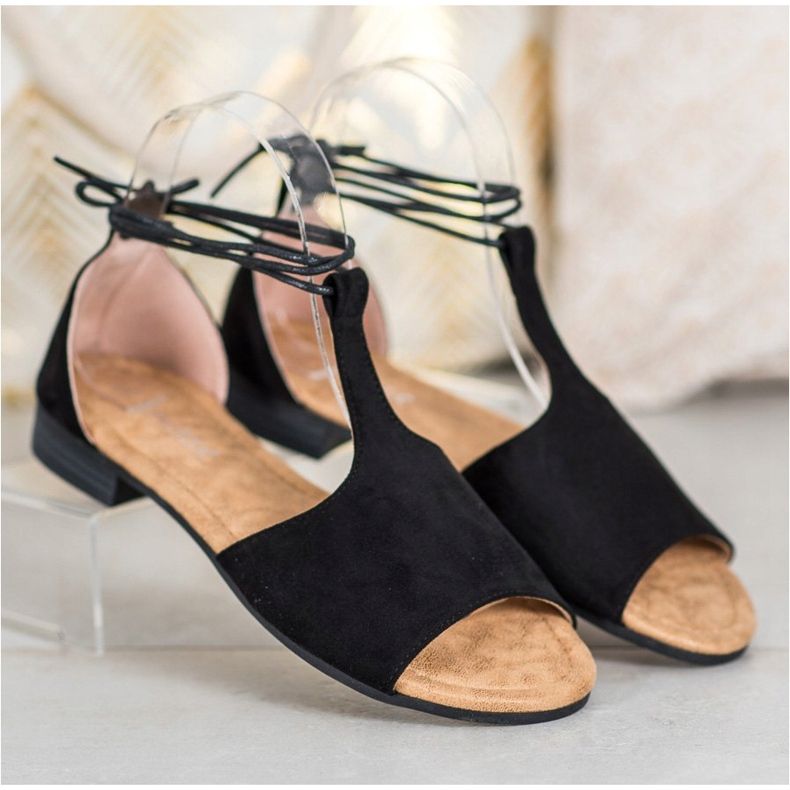 Sandalias VINCEZA anudadas negro 2