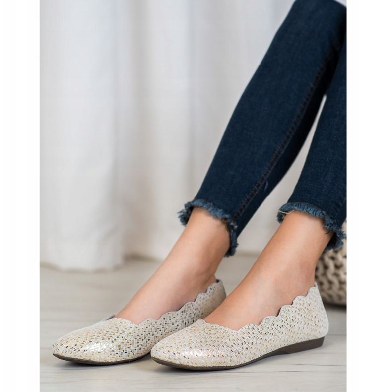 Filippo Bailarinas de cuero de moda dorado 2