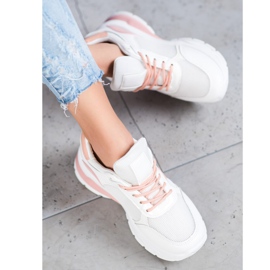 SHELOVET Zapatillas con estilo con malla blanco 1
