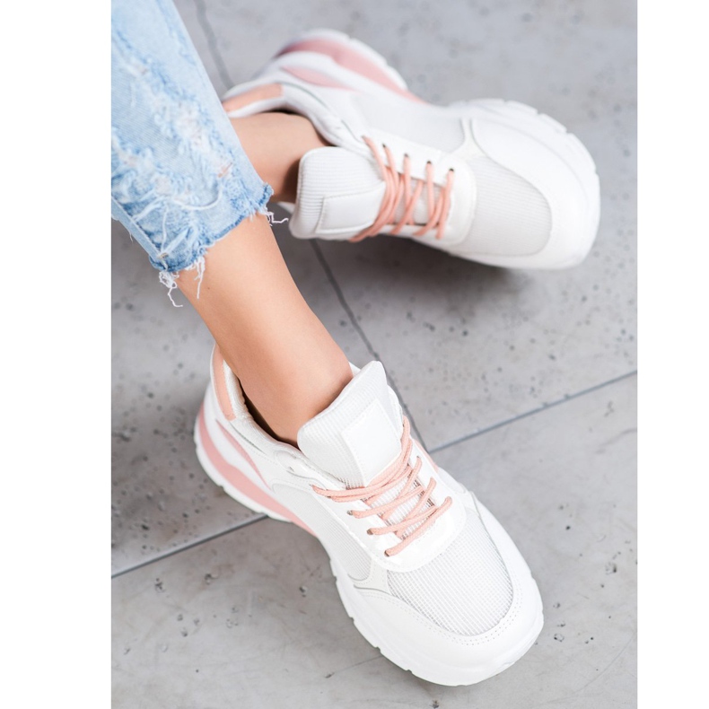 SHELOVET Zapatillas con estilo con malla blanco 1