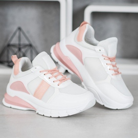 SHELOVET Zapatillas con estilo con malla blanco 2