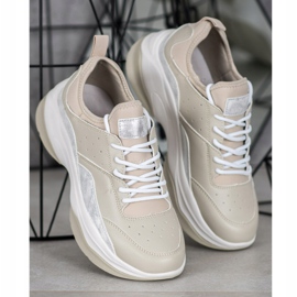 Kylie Zapatillas cómodas en la plataforma beige gris 1