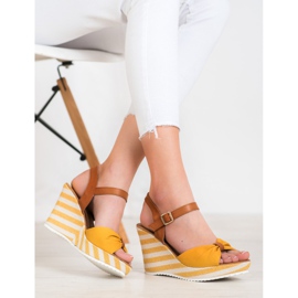 Goodin Sandalias amarillas en cuña marrón amarillo 4