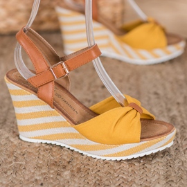 Goodin Sandalias amarillas en cuña marrón amarillo 2