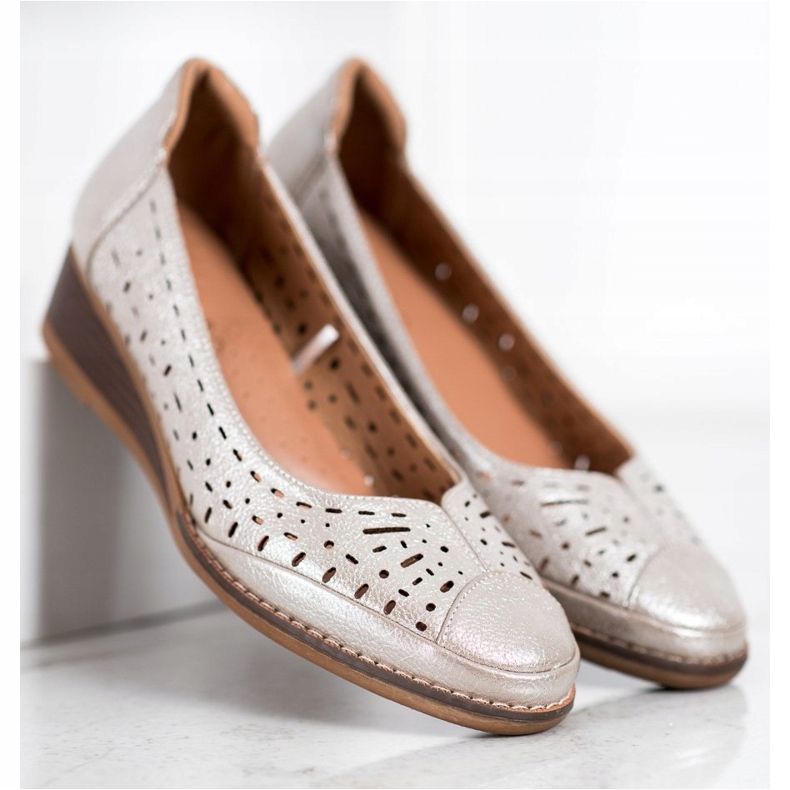 Bombas en la cuña VINCEZA plata gris 1