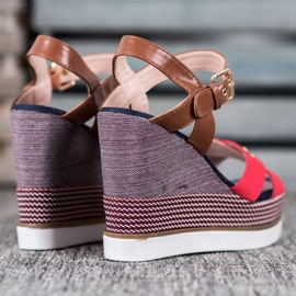 SHELOVET Sandalias de cuña multicolor 3