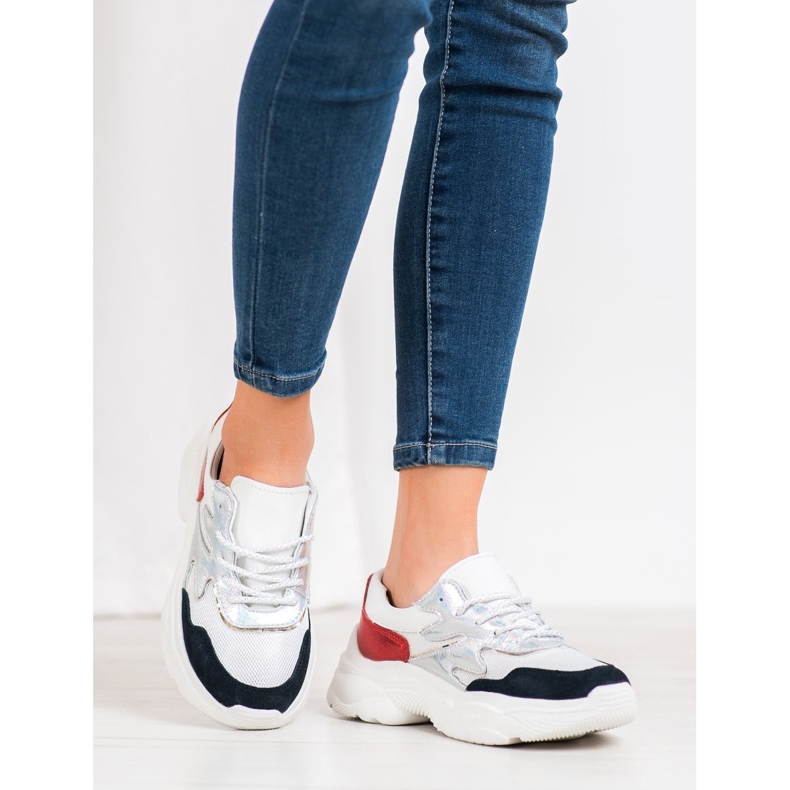 Filippo Zapatillas de cuero de colores blanco 2