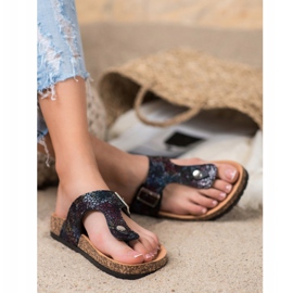 Chanclas con hebilla VINCEZA negro multicolor 1