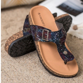 Chanclas con hebilla VINCEZA negro multicolor 3