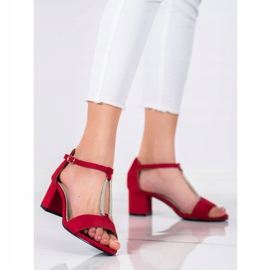Goodin Elegantes sandalias de tacón rojo 3