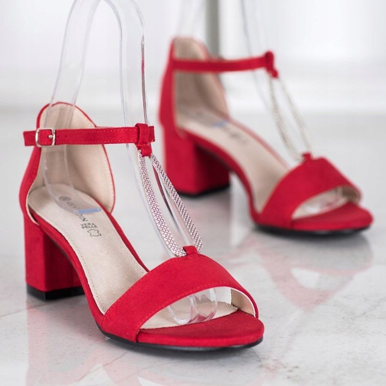 Goodin Elegantes sandalias de tacón rojo 1
