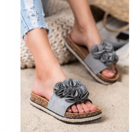 Pantuflas Cómodas Con Flores VINCEZA gris 5