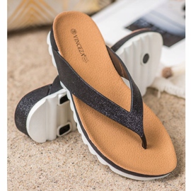 Chanclas VINCEZA con purpurina negro 1