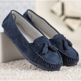 Mocasines cómodos de piel VINCEZA azul 3