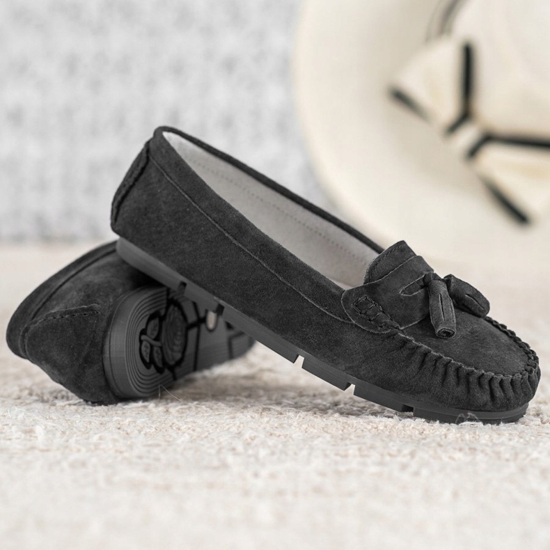 Mocasines cómodos de piel VINCEZA negro 1