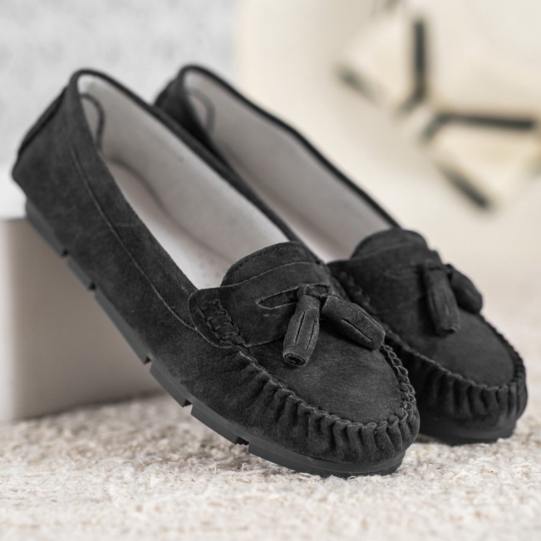 Mocasines cómodos de piel VINCEZA negro 2