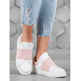 SHELOVET Zapatos sin cordones con banda elástica blanco rosado 2