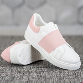SHELOVET Zapatos sin cordones con banda elástica blanco rosado 3
