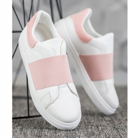 SHELOVET Zapatos sin cordones con banda elástica blanco rosado 4