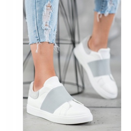 SHELOVET Zapatos sin cordones con banda elástica blanco gris 2