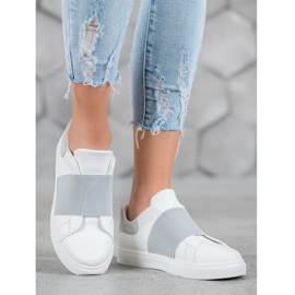SHELOVET Zapatos sin cordones con banda elástica blanco gris 1 SHELOVET Zapatos sin cordones con banda elástica blanco gris 1