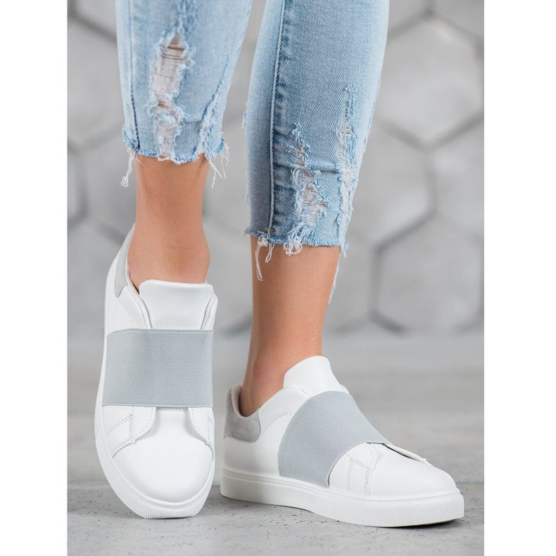 SHELOVET Zapatos sin cordones con banda elástica blanco gris 1 SHELOVET Zapatos sin cordones con banda elástica blanco gris 1