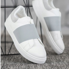 SHELOVET Zapatos sin cordones con banda elástica blanco gris 3