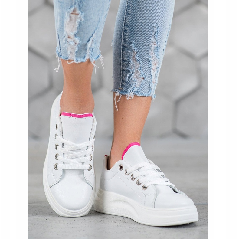 SHELOVET Zapatillas de moda en la plataforma blanco 1