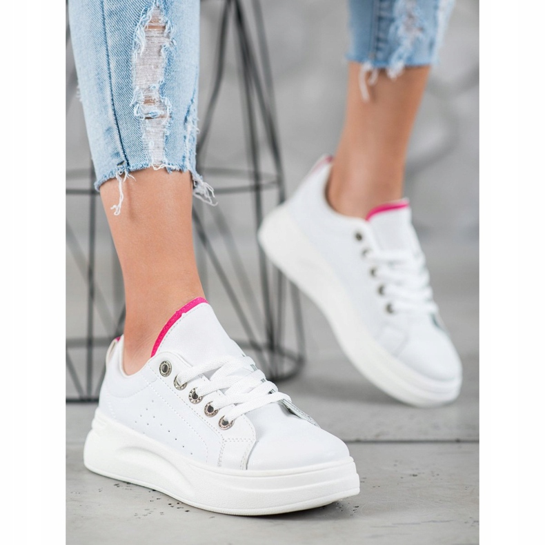 SHELOVET Zapatillas de moda en la plataforma blanco 2