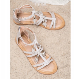 SHELOVET Sandalias grises con flecos 2