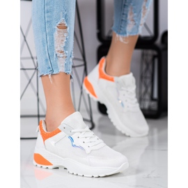 SHELOVET Zapatillas con inserciones naranjas blanco 3