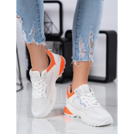 SHELOVET Zapatillas con inserciones naranjas blanco 2